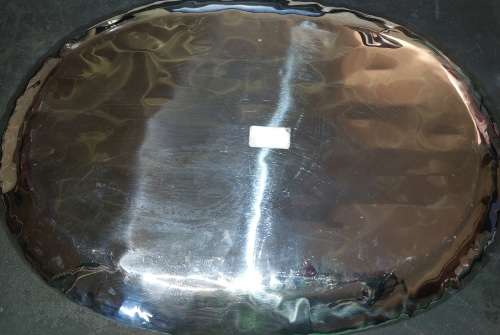 AN ART DECOR OVAL 55 X 39 CENTIMETER HAMMERED  STAINLESS STEEL SERVING TRAY