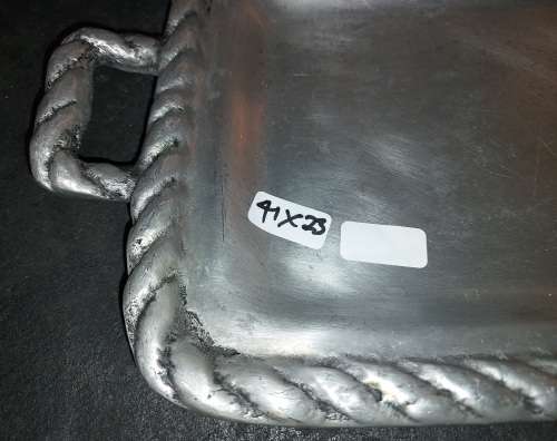 A VINTAGE 41 X 23 CENTIMETER CAROL BOYES STYLE MEXICAN PEWTER SERVING TRAY