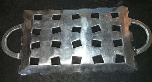 A VINTAGE PEWTER ALLOY CAROL BOYES  STYLE ART DECOR 43 X 20 CENTIMETER SERVING TRAY