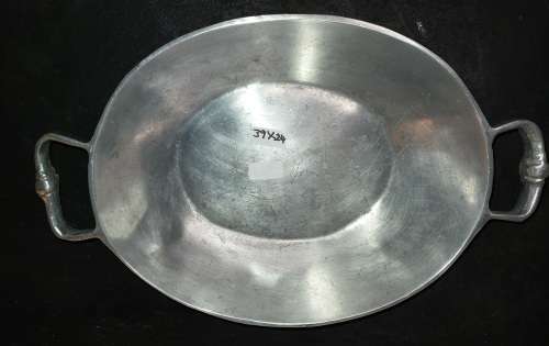 A VINTAGE 39 X 24 CENTIMETERS CAROL BOYES STYLE MEXICAN PEWTER  SERVING PLATTER