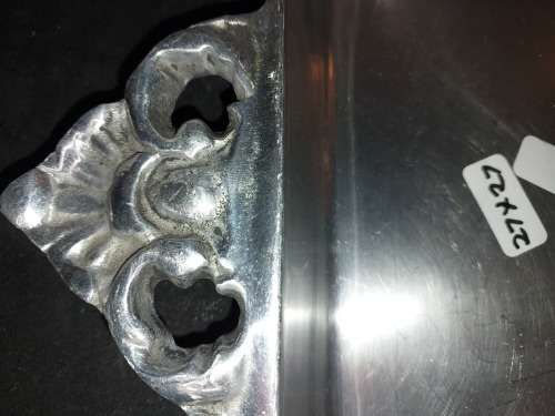 A VINTAGE 27 X 27 CENTIMETER SQUARE MEXICAN PEWTER ALLOY SERVING PLATTER