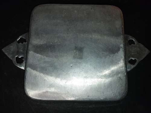 A VINTAGE 27 X 27 CENTIMETER SQUARE MEXICAN PEWTER ALLOY SERVING PLATTER