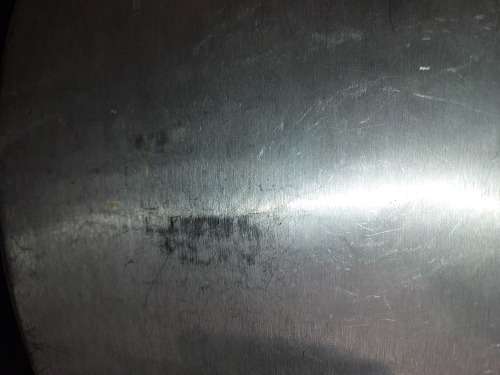 A VINTAGE 49 X 32 CENTIMETER OVAL CAROL BOYES STYLE ALUMINIUM/PEWTER ALLOY SERVING PLATTER