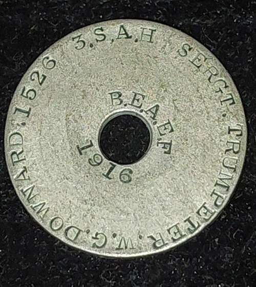 RARE BRITISH ANTIQUE TEN-CENT COIN WITH A SOLDIER`S DETAILS ON THE REVERSE AND A SOUTH AFRICAN HALF