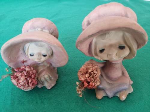 A VINTAGE SET CRAFTED CLAY/PORCELAIN  BABY FIGURINES