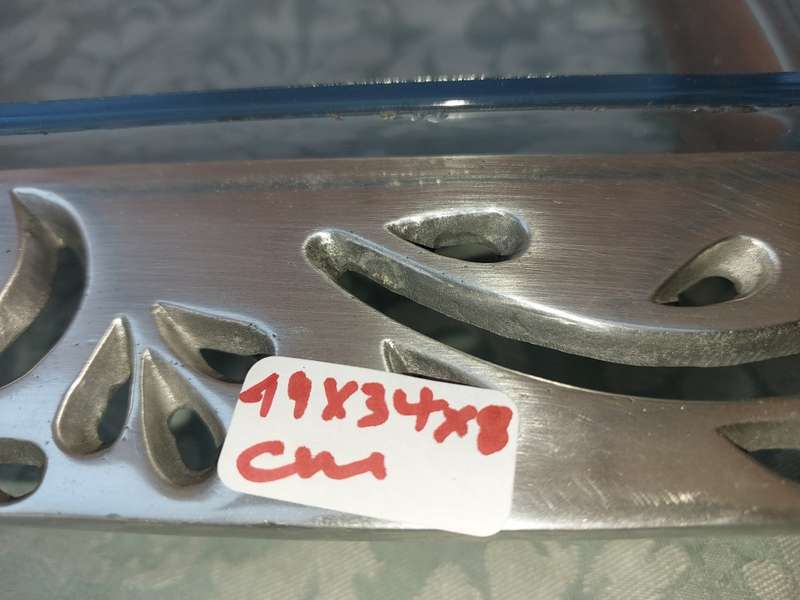AN ALUMINUM ALLOY CAROL BOYES STYLE RECTANGULAR SERVING TRAY