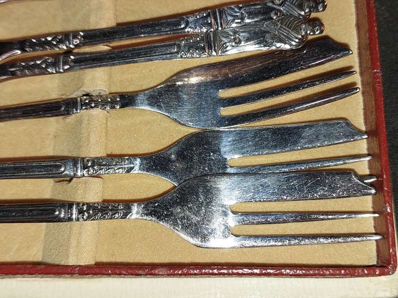 SET OF 6 PASTRY FORKS EPNS MADE IN SHEFFIELD ENGLAND  SOLD AS IS