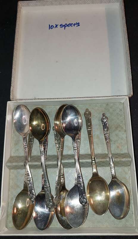 ANTIQUE SILVER PLATE EPNS MADE IN SHEFFIELD ENGLAND SET OF 10 TEASPOONS