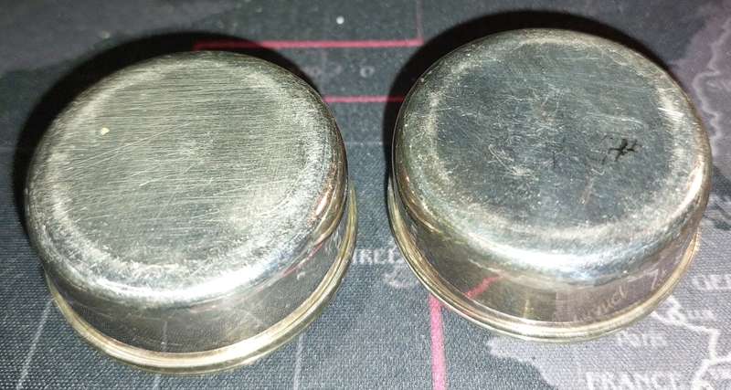 TWO SILVER-PLATED VINTAGE CONDIMENT TRINKETS SOLD AS IS