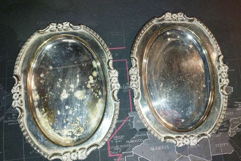 TWO VINTAGE VICTORIAN STYLE SILVER PLATED CANOP`ES TRAYS SOLD AS IS
