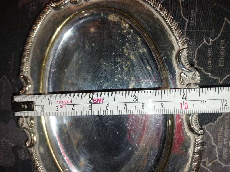TWO VINTAGE VICTORIAN STYLE SILVER PLATED CANOP`ES TRAYS SOLD AS IS