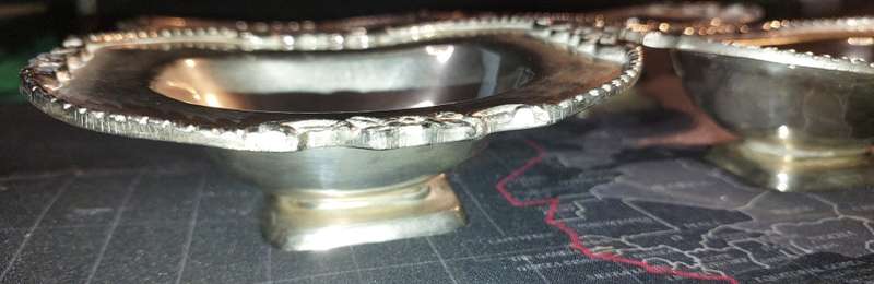 FOUR VINTAGE SILVER PLATED EDWARDIAN DESIGN FINGER TRAYS