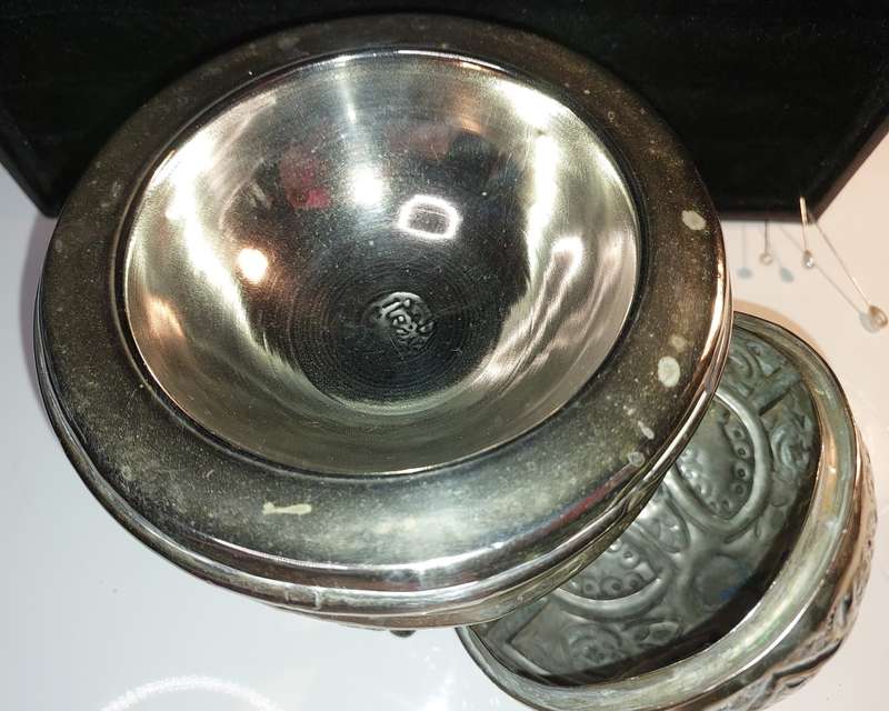 A VINTAGE ARABIC DATES STAND SILVER PLATED SOLD AS IS