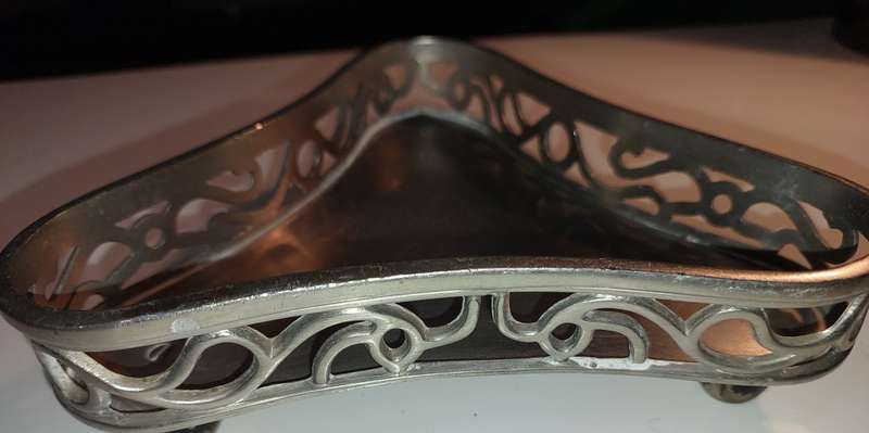 A SILVER PLATED ART DECOR SERVING TRAY