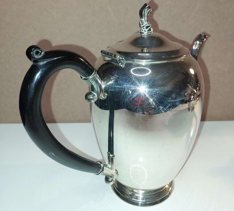A VINTAGE WM, A. RODGERS SP ON COPPER 1078 MADE IN CANADA TEAPOT SET