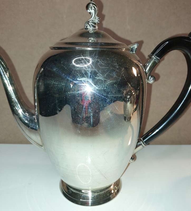 A VINTAGE WM, A. RODGERS SP ON COPPER 1078 MADE IN CANADA TEAPOT SET