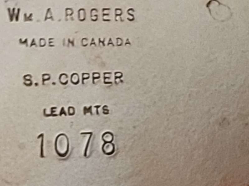 A VINTAGE WM, A. RODGERS SP ON COPPER 1078 MADE IN CANADA TEAPOT SET