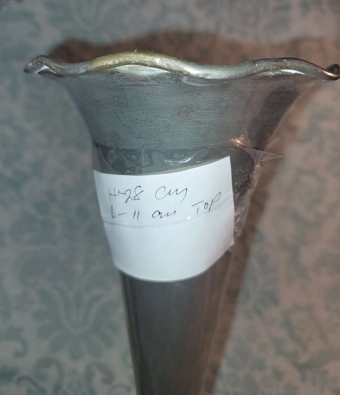 TWO VINTAGE SILVER PLATED TRUMPET VASES SOLD AS IS
