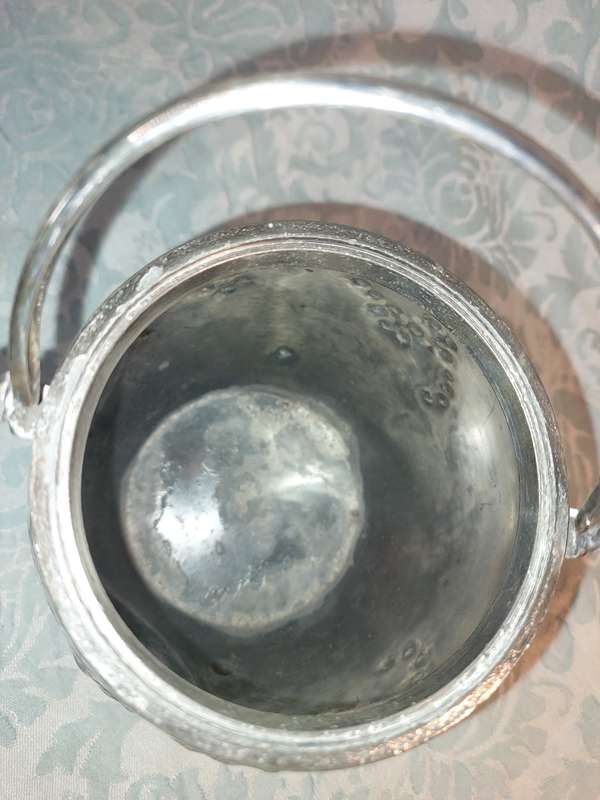 A VINTAGE ICE BUCKET WITH HALLMARKS AND A REGISTRATION NUMBER