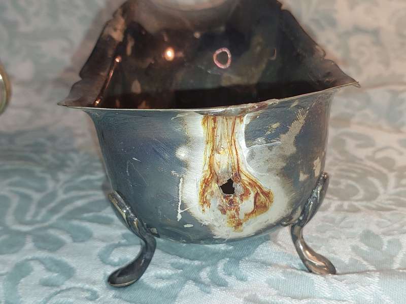TWO ANTIQUE SAUCE JUGS ONE NEEDS A HANDLE REPLACED SOLD AS IS