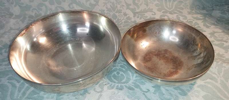 TWO VINTAGE CHRISTOFEL FRANCE BOWLS SILVER PLATED SOLD AS IS