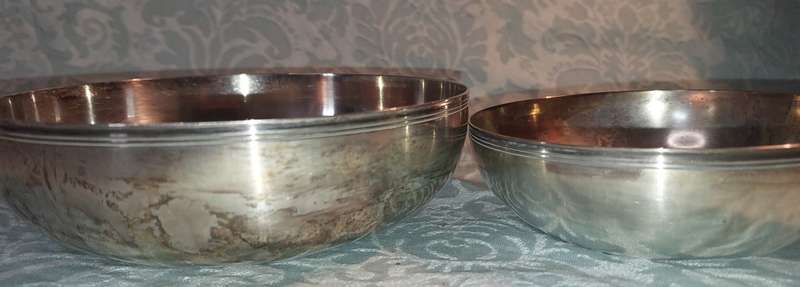 TWO VINTAGE CHRISTOFEL FRANCE BOWLS SILVER PLATED SOLD AS IS