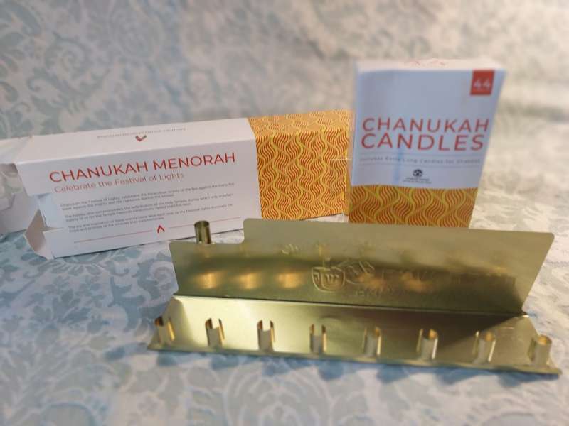 A CHANUKAH MENORAH AND CANDLES