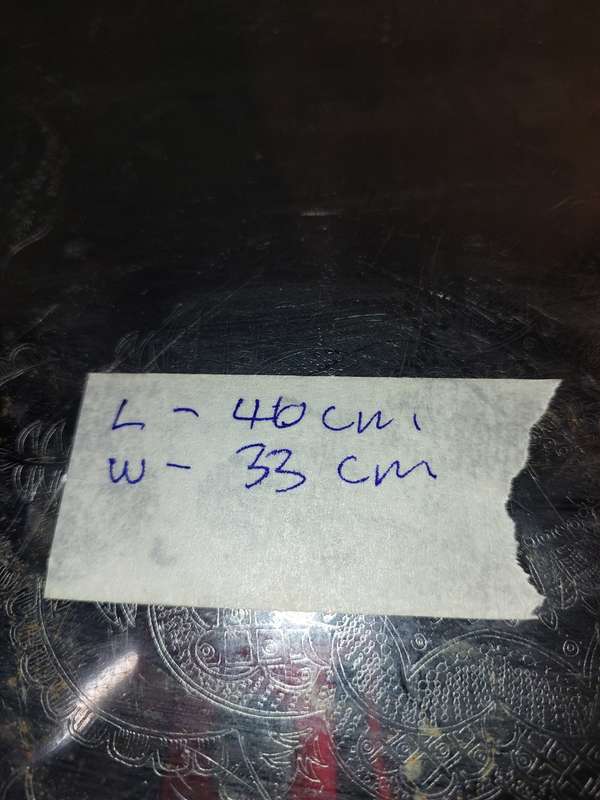 A VINTAGE SERVING TRAY NEEDS POLISHING SOLD AS IS