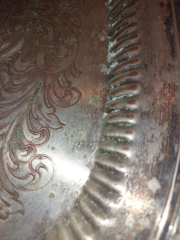 A VINTAGE VICTORIAN SILVER PLATED SERVING TRAY