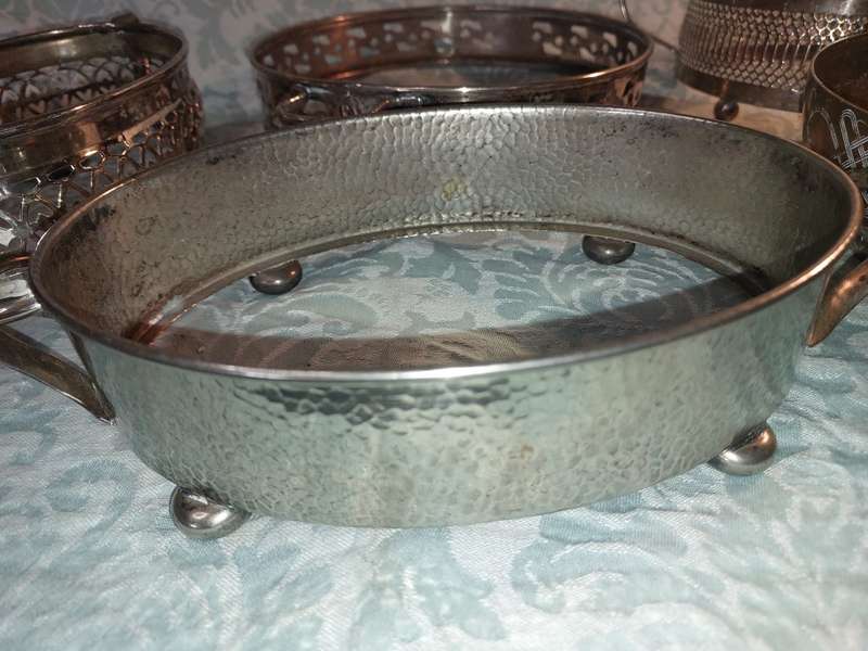 A JOB LOT VINTAGE VICTORIAN SILVER PLATED TRAY HOLDERS