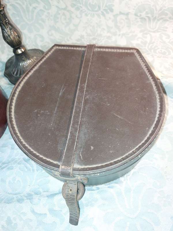 AN ANTIQUE MANAQUIN FOR JEWELRY AND TWO GENUINE LEATHER JEWELRY