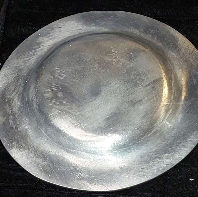 TWO VINTAGE ORNATE ART DECOR ALUMINUM ALLOY SERVING PLATE AND A SILVER PLATED BOWL