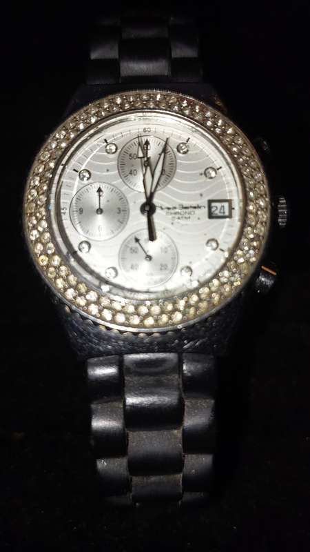 A VINTAGE YVES BERTELIN CHRONO 5ATM  MODEL WP30672 WITH A CRYSTAL BAZEL AND RUBBER BAND