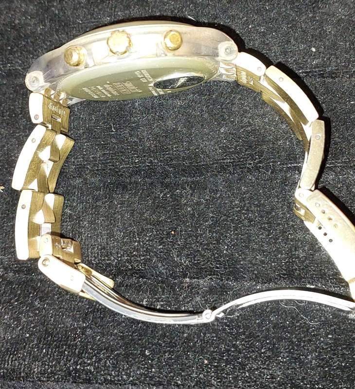 A VINTAGE SWATCH DIAPHANE CHRONO GOLD PLATED WITH EXTRA LINKS AND ALL PAPERS (WORKING)