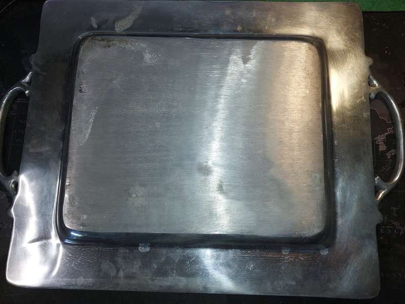 AN ART DECOR ALUMINIUM ALLOY HANDCRAFTED RECTANGULAR SERVING TRAY