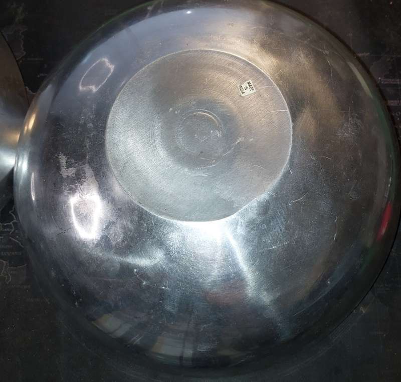 TWO ART DECOR ROUND WITH ENAMEL INSIDES ALUMINUM ALLOY MADE IN INDIA