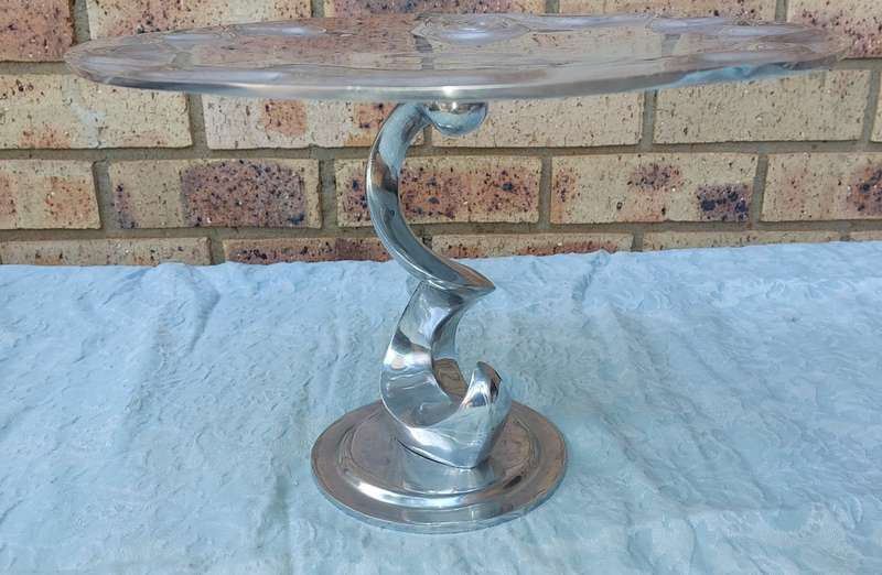 AN ART DECOR ORNATE SI COMO PEWTER-MADE IN MEXICO CAKE STAND