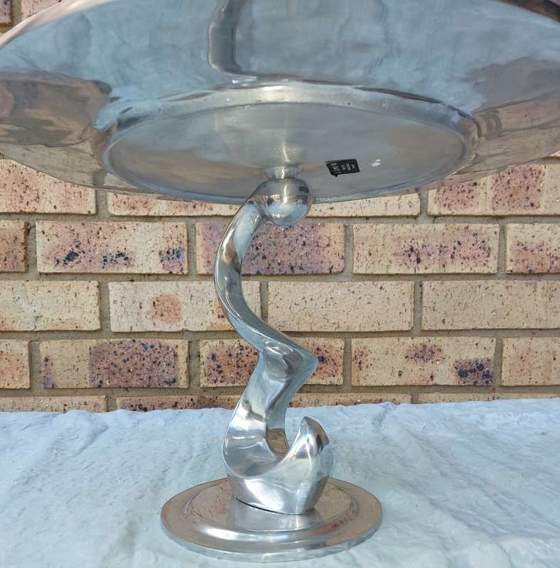 AN ART DECOR ORNATE SI COMO PEWTER-MADE IN MEXICO CAKE STAND