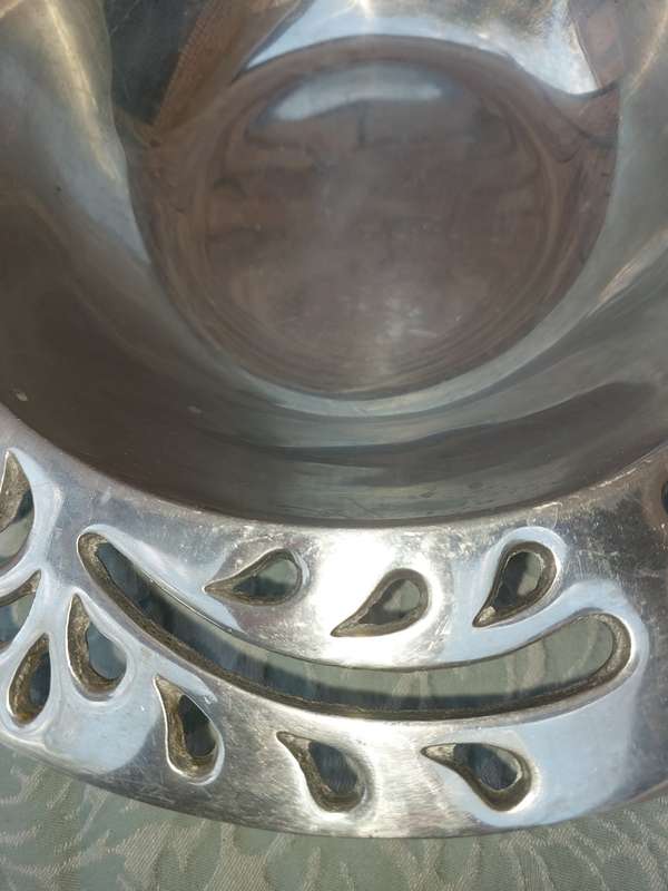 AN ART DECOR SI COMO PEWTER HANDCRAFTED ALLOY MADE IN MEXICO SERVING BOWL