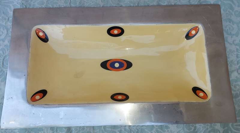 AN ART DECOR ALUMINUM ALLOY MADE IN INDIA HANDCRAFTED WITH AN ENAMEL PATTERNED INNER RECTANGULAR SE