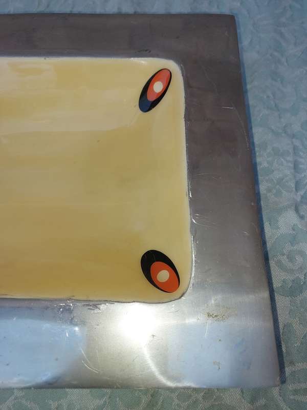 AN ART DECOR ALUMINUM ALLOY MADE IN INDIA HANDCRAFTED WITH AN ENAMEL PATTERNED INNER RECTANGULAR SE