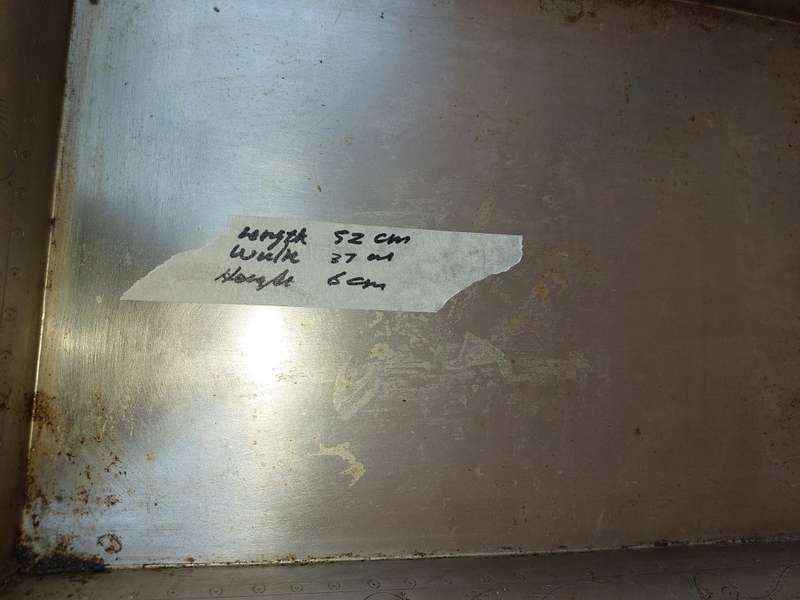 TWO IRON SHEET METAL EXTRA LARGE SERVING TRAYS SOLD AS IS