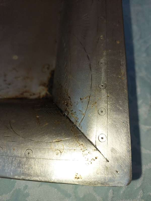 TWO IRON SHEET METAL EXTRA LARGE SERVING TRAYS SOLD AS IS