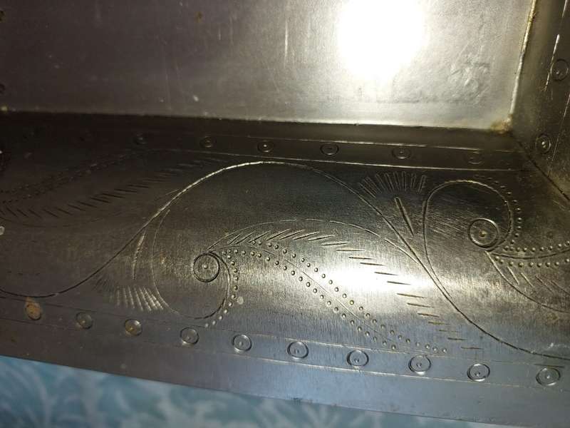 TWO IRON SHEET METAL EXTRA LARGE SERVING TRAYS SOLD AS IS