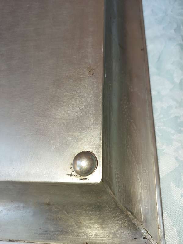 TWO IRON SHEET METAL EXTRA LARGE SERVING TRAYS SOLD AS IS