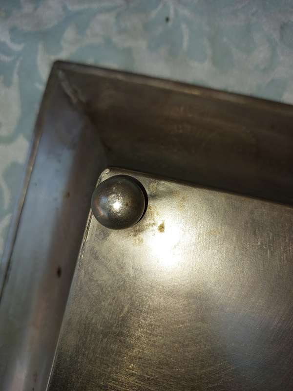 TWO IRON SHEET METAL EXTRA LARGE SERVING TRAYS SOLD AS IS