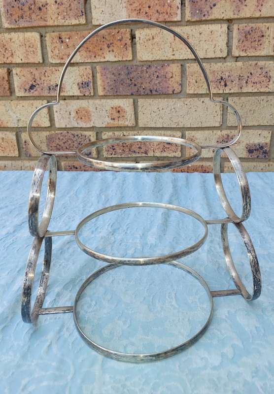 A VINTAGE 3 TIER AFTERNOON TEA STAND EPNS