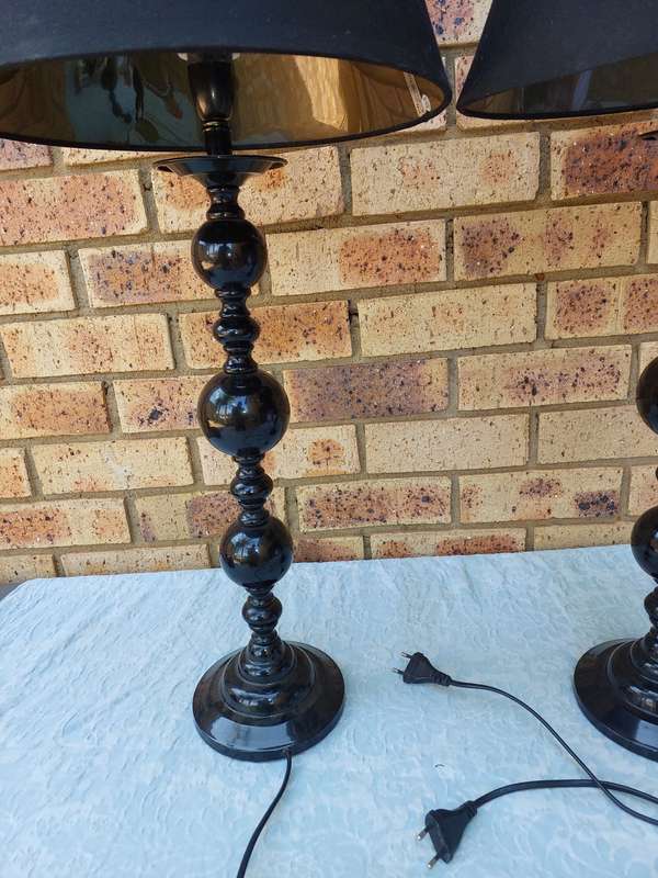 A SET OF PLASTIC POLYMER BLACK LAMP SHADES