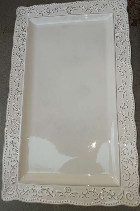 3 BEAUTIFULL FRENCH WHITE PLATTERS SOLD AS IS