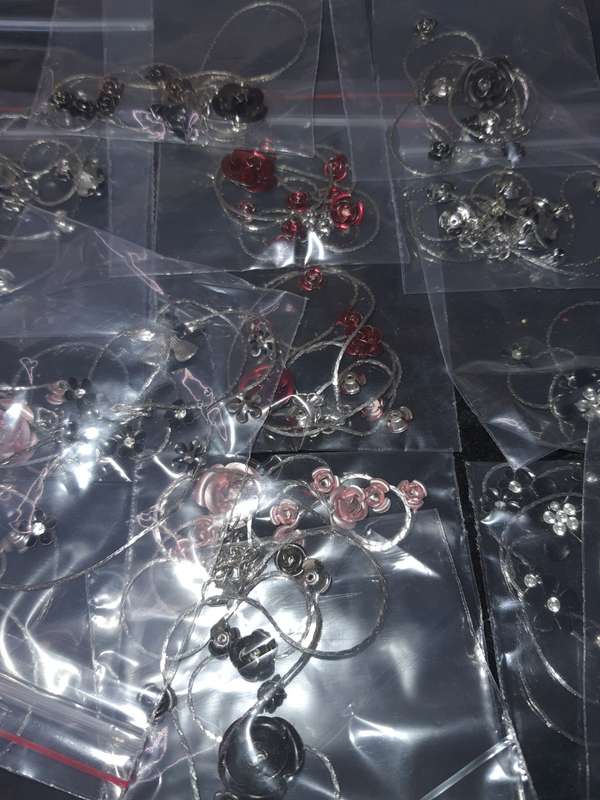 NEVER USED COSTUME ROSES NECKLACES AND MATCHING EARRINGS